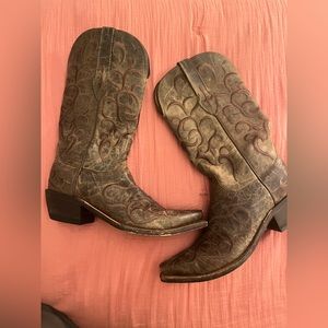 Vintage Dark Brown Leather Cowboy Boots Lucchese 👢🤠